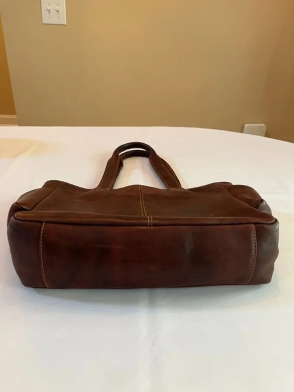 FRYE | Rich Dark Brown Leather Shoulder Bag Tote-EUC - Picture 12 of 16